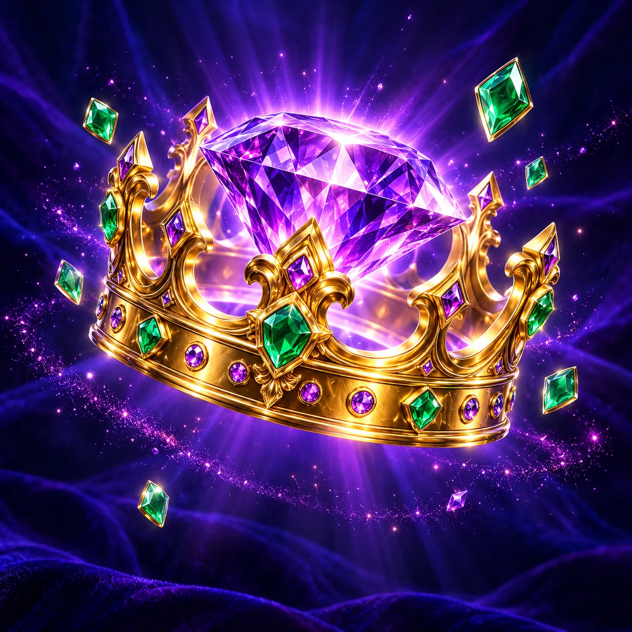 Violet crystal in a golden crown